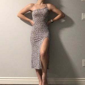 lavender floral midi dress w slit